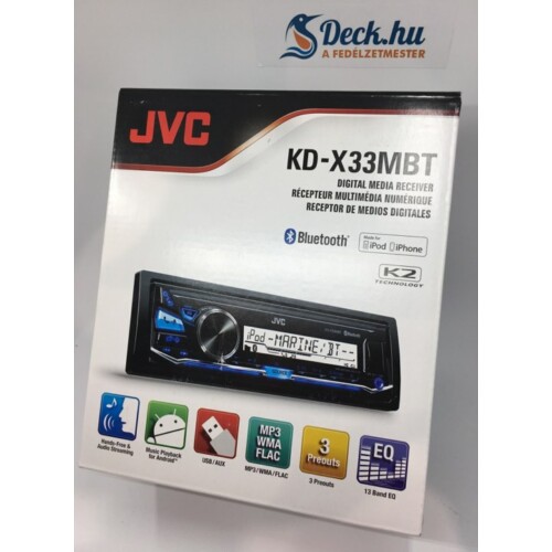 KD-X33M BT JVC vízálló mechanika nélküli autórádió USB bemenettel, Bluetooth-al