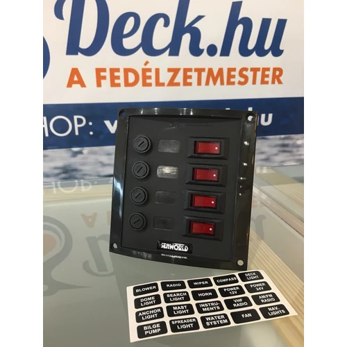Kapcsolótábla SEAWORLD fekete 12v  4 kapcsolós