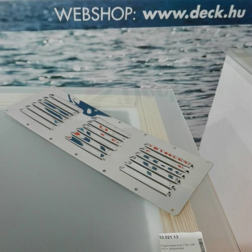 Szellőző polírozott SS + léptető 116x340mm