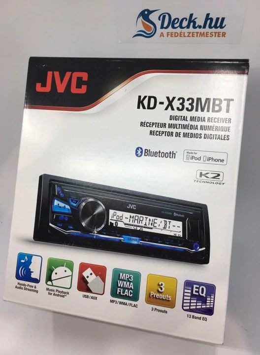 KD-X33M BT JVC vízálló mechanika nélküli autórádió USB bemenettel, Bluetooth-al