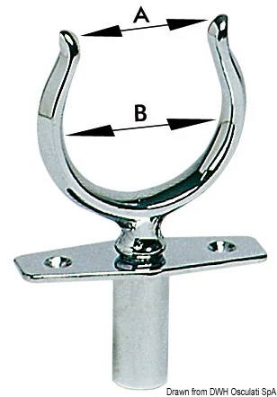 Evezővilla +foglalat  42 mm inox