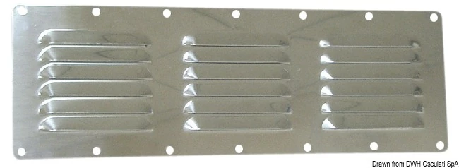 Szellőzőrács 116x340 mm inox